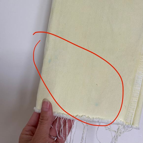 ZARA High Waist Straight Leg Raw Hem Rigid Denim Jeans in Soft Yellow Size 2 - Picture 10 of 10